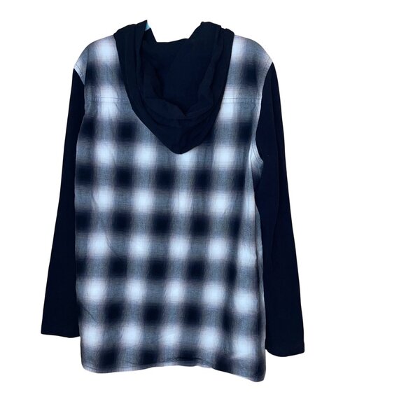 Helmet Lang Mens  Jacket Size Large Multicolor Plaid Print Zipper Front Hooded - Picture 2 of 10